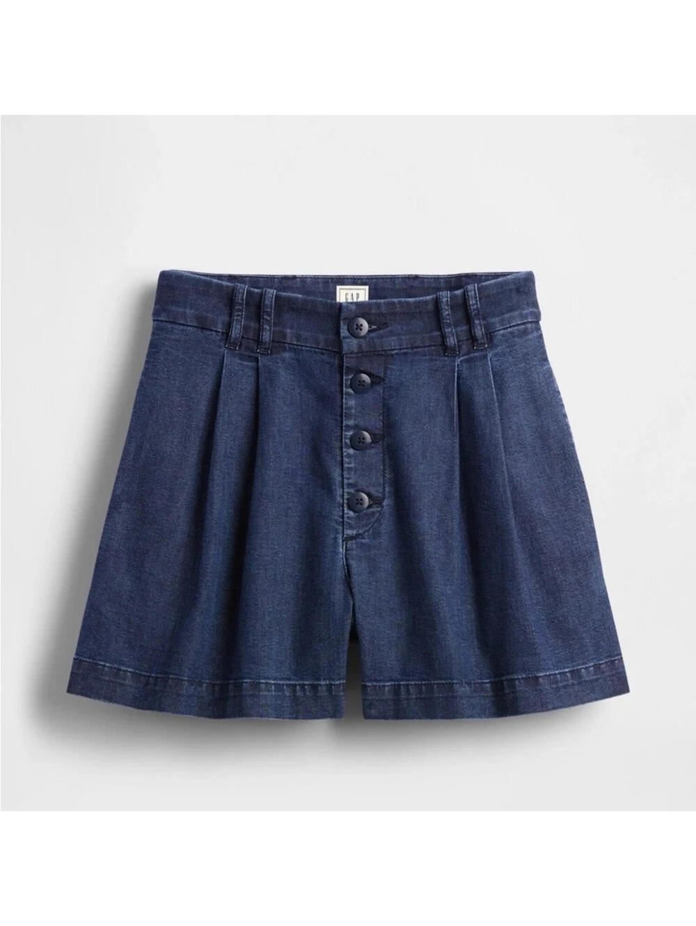 Gap x Doen High Rise Pleated Denim Trouser Shorts Button-Front Size 30 - 10R